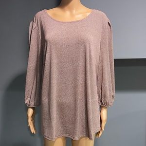 Adrianna Papell Printed 3/4 Pleated Sleeve Top